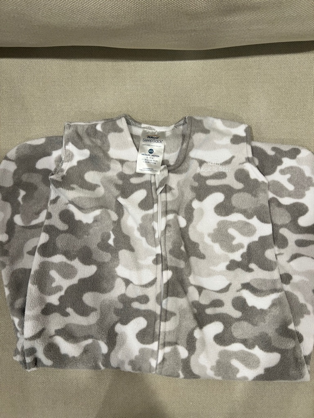 Halo Baby Fleece Sleep Sack in Gray & White Camo